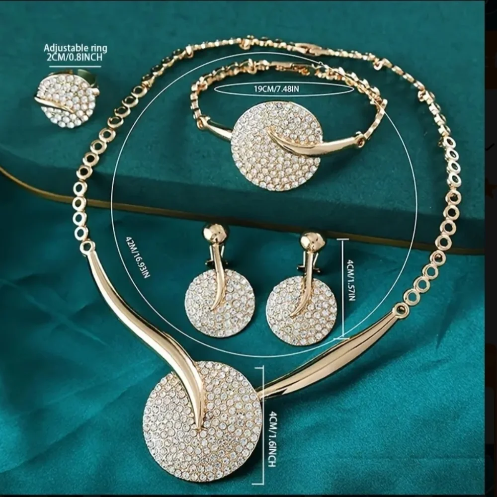 Gold plated ring necklace set 4 Pieces Beautiful
